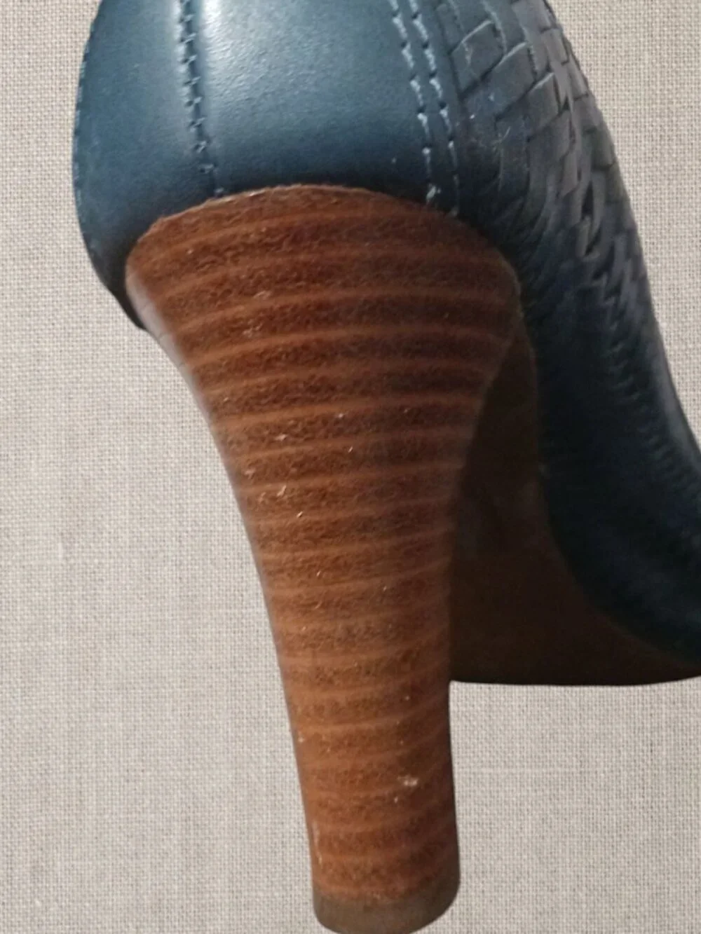 Geox Respira Womens Leather Bow Detail Woven Pattern High Heels Blue size 38.5